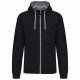 Sweat-shirt zippé capuche contrastée, Couleur : Black / Fine Grey, Taille : S