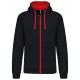 Sweat-shirt zippé capuche contrastée, Couleur : Black / Red, Taille : S