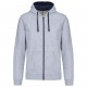 Sweat-shirt zippé capuche contrastée, Couleur : Oxford Grey / Navy, Taille : S