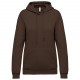 Sweat-Shirt Capuche Femme, Couleur : Chocolate, Taille : XS