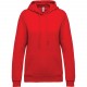 Sweat-shirt capuche femme, Couleur : Red (Rouge), Taille : XS