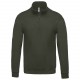 Sweat-Shirt Col Zippé Homme, Couleur : Dark Khaki, Taille : 3XL