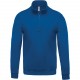 Sweat-shirt col zippé, Couleur : Light Royal Blue, Taille : 3XL