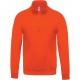 Sweat-shirt col zippé, Couleur : Orange, Taille : 3XL