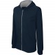 Sweat-shirt zippé capuche enfant, Couleur : Navy / Fine Grey, Taille : 6 / 8 Ans