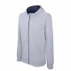 Sweat-shirt zippé capuche enfant, Couleur : Oxford Grey / Navy, Taille : 6 / 8 Ans
