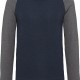 Sweat-Shirt Bio Bicolore Col Rond Manches Raglan Homme, Couleur : French Navy Heather / Grey Heather, Taille : S