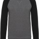 Sweat-Shirt Bio Bicolore Col Rond Manches Raglan Homme, Couleur : Grey Heather / Black, Taille : S