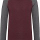 Sweat-Shirt Bio Bicolore Col Rond Manches Raglan Homme, Couleur : Wine Heather / Grey Heather, Taille : S