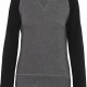 Sweat-Shirt Bio Bicolore Col Rond Manches Raglan Femme, Couleur : Grey Heather / Black, Taille : XS