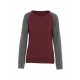 Sweat-Shirt Bio Bicolore Col Rond Manches Raglan Femme, Couleur : Wine Heather / Grey Heather, Taille : XS