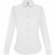 Chemise Manches Longues Coton/Élasthanne Femme, Couleur : White (Blanc), Taille : L