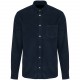 Chemise Manches Longues en Velours Homme, Couleur : Washed Dark Navy, Taille : S