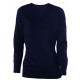 Pull Col V Femme, Couleur : Navy (Bleu Marine), Taille : XS