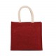 Sac Style Cabas en Toile de Jute - Modèle Moyen, Couleur : Cherry Red / Gold