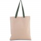 Sac Shopping Plat en Toile avec Poignées Contrastées, Couleur : Natural / Dusty Light Green, Taille : 