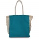 Sac Shopping avec Soufflet en Filet, Couleur : Turquoise / Natural, Taille : 