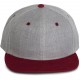 Casquette Snapback - 6 Panneaux, Couleur : Light Grey Heather / Dark Chili Red, Taille : 