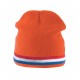 Bonnet Avec Bande Bicolore Contrastée, Couleur : Orange / Red / White / Cobalt Blue