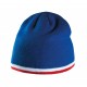 Bonnet Avec Bande Bicolore Contrastée, Couleur : Royal Blue / White / Red