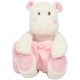 Peluche Hippopotame avec Couverture, Couleur : White / Pink