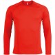T-Shirt Double Peau Sport Manches Longues Unisexe, Couleur : Sporty Red, Taille : XS