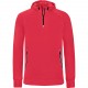 Sweat-shirt capuche 1/4 zip sport, Couleur : Red (Rouge), Taille : XS