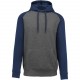 Sweat-Shirt Capuche Bicolore Adulte, Couleur : Grey Heather / Sporty Navy, Taille : XS