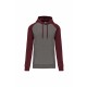 Sweat-Shirt Capuche Bicolore Adulte, Couleur : Grey Heather / Wine Heather, Taille : XS