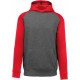 Sweat-Shirt Capuche Bicolore enfant, Couleur : Grey Heather / Sporty Red, Taille : 6 / 8 Ans