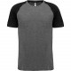 T-Shirt Triblend Bicolore Sport Manches Courtes Adulte, Couleur : Grey Heather / Black Heather, Taille : S