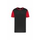 Maillot Manches Courtes Bicolore Adulte, Couleur : Black / Sporty Red, Taille : XS