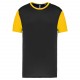 Maillot Manches Courtes Bicolore Adulte, Couleur : Black / Sporty Yellow, Taille : XS