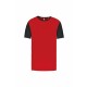 Maillot Manches Courtes Bicolore Adulte, Couleur : Sporty Red / Black, Taille : XS