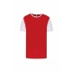 Maillot Manches Courtes Bicolore Adulte, Couleur : Sporty Red / White, Taille : XS
