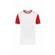Maillot Manches Courtes Bicolore Adulte, Couleur : White / Sporty Red, Taille : XS