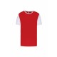 Maillot Manches Courtes Bicolore Enfant, Couleur : Sporty Red / White, Taille : 4 / 6 Ans