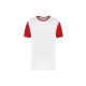 Maillot Manches Courtes Bicolore Enfant, Couleur : White / Sporty Red, Taille : 4 / 6 Ans