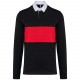 Polo Rugby Manches Longues, Couleur : Black / Sporty Red, Taille : XS