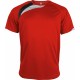 T-Shirt Sport Manches Courtes Unisexe, Couleur : Sporty Red / Black / Storm Grey, Taille : XS