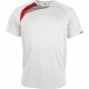 T-Shirt Sport Manches Courtes Enfant, Couleur : White / Sporty Red / Storm Grey, Taille : 6 / 8 Ans