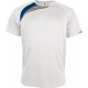 T-Shirt Sport Manches Courtes Enfant, Couleur : White / Sporty Royal Blue / Storm Grey, Taille : 6 / 8 Ans
