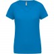 T-shirt de sport manches courtes col v femme, Couleur : Aqua Blue, Taille : XS