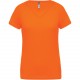 T-shirt de sport manches courtes col v femme, Couleur : Fluorescent Orange, Taille : L