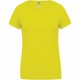 T-shirt de sport manches courtes col v femme, Couleur : Fluorescent Yellow, Taille : L