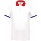 Polo piqué performance homme, Couleur : White / Red / Sporty Royal Blue, Taille : XS