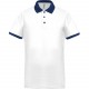 Polo piqué performance homme, Couleur : White / Navy, Taille : XS