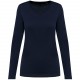 T-Shirt Supima® Col V Manches Longues Femme, Couleur : Deep Navy, Taille : XS