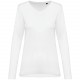 T-Shirt Supima® Col V Manches Longues Femme, Couleur : White, Taille : XS