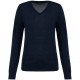 Pull Mérinos Col V Femme, Couleur : Deep Navy, Taille : XS